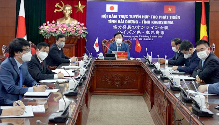 Provincial Party Committee Secretary Pham Xuan Thang, Kagoshima Governor hold online talks